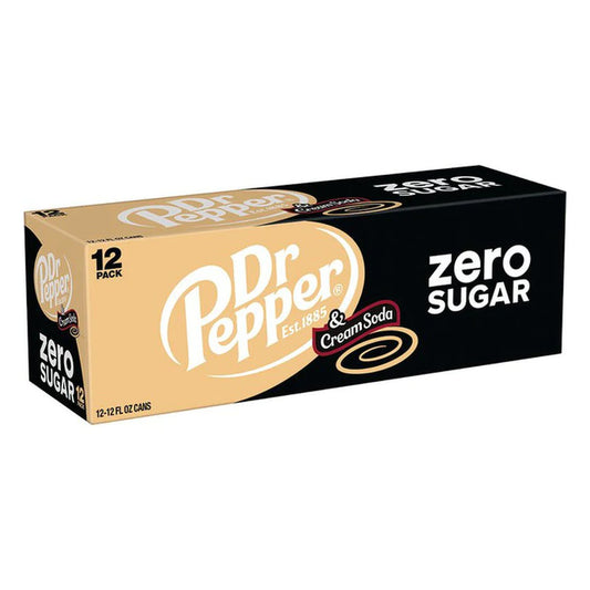 Dr Pepper & Cream Soda Zero Sugar 355ml (Caisse) - La Perle Sucrée