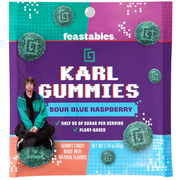 Feastables Karl Gummies Sour Blue Raspberry 50g - La Perle Sucrée