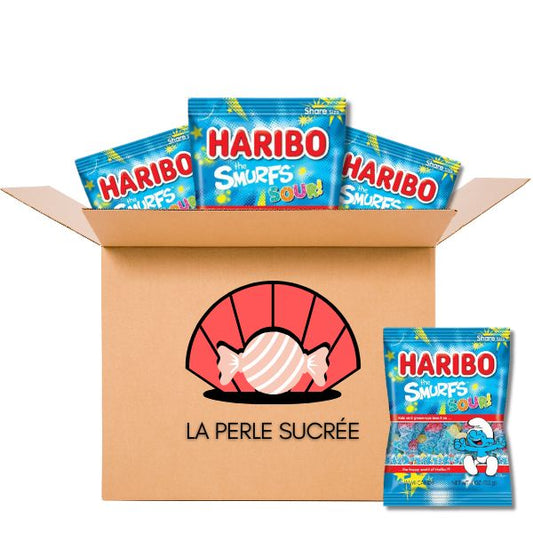 Haribo The Smurfs Sour Peg Bag 113 g (Caisse) - La Perle Sucrée
