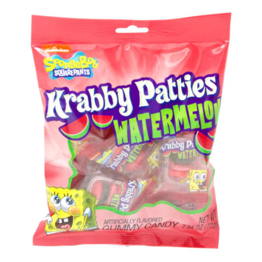 Bonbons Gummy Krabby Patties au Melon d'Eau de Bob l'Éponge 72g - La Perle Sucrée